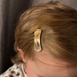 Lederen haarclips goud